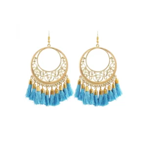 Women's Gold Plated Hook Dangler Hanging Tassel Earrings-Gold