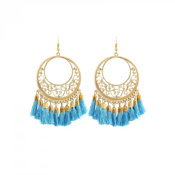 Women's Gold Plated Hook Dangler Hanging Tassel Earrings-Gold
