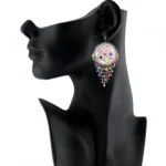 Women's Silver Oxidized Hook Dangler Hanging Afgani Tribal Fancy Earrings-Multicolour