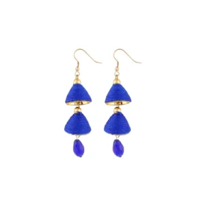 Women's Thread Hook Dangler Hanging Jhumki Earrings-Blue