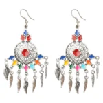 Women's Oxidized Silver plated Hook Dangler Hanging Earrings-Silver