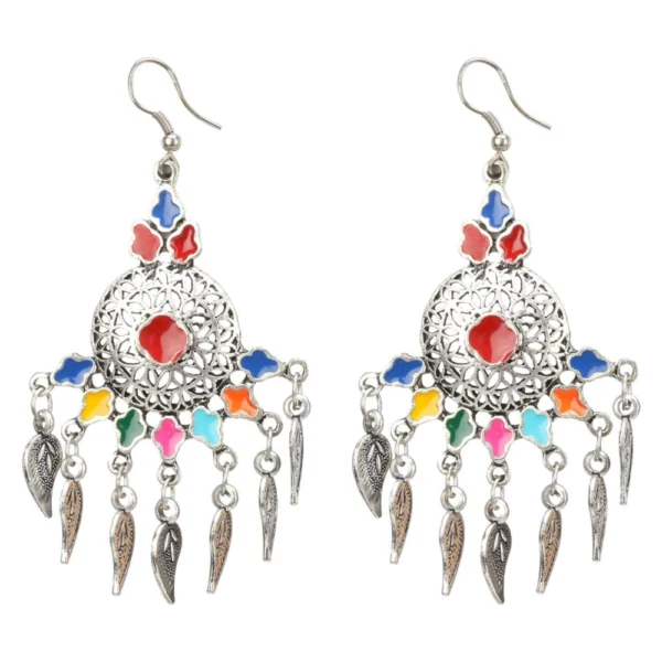 Women's Oxidized Silver plated Hook Dangler Hanging Earrings-Silver