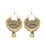 Women's Gold Oxidized Earrings and Maang Tikka-Black
