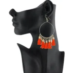 Women's Alloy Hook Dangler Hanging Tassel Earrings-Orange
