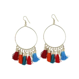 Women's Alloy Hook Dangler Hanging Tassel Earrings-Multi