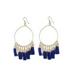 Women's Alloy Hook Dangler Hanging Tassel Earrings-Blue