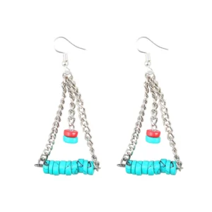 Women's Silver Plated, Beads Hook Dangler Hanging Earrings-Silver