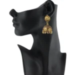 Women's Gold Plated Jhumki Earrings-Gold