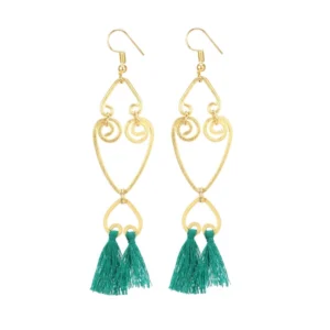 Women's Oxidized Gold plated Hook Dangler Hanging Tassel Earrings-Gold