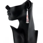Women's Alloy, Beads Hook Dangler Hanging Thread Earrings-Pink