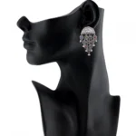 Women's Silver Plated Hook Dangler Hanging Statement Earrings-Multicolour