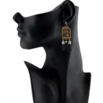 Women's Alloy, wooden Hook Dangler Hanging Earrings-Brown