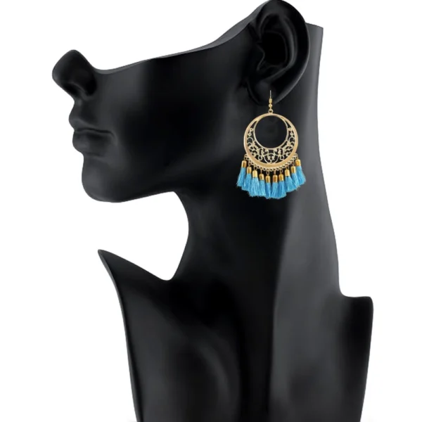 Women's Gold Plated Hook Dangler Hanging Tassel Earrings-Gold