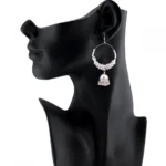 Women's Silver Oxidized Hook Dangler Hanging Afgani Tribal Fancy Earrings-Silver