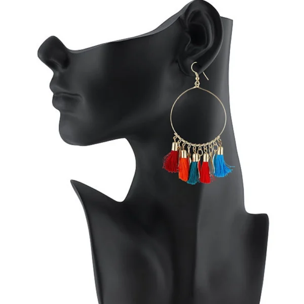Women's Alloy Hook Dangler Hanging Tassel Earrings-Multi