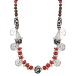 Designer Red Stone and Coin Tibetean Beads Necklace