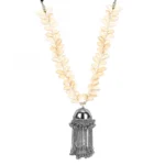 Shell Beads German Silver Pandeant Antique Necklace (Color: Silver)