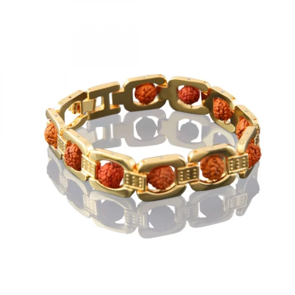 Rudraksha Gold Plated Bracelet (Color: Gold)