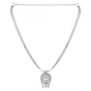 German Silver Oxidised Plated Tribal Necklace (Color: Silver)