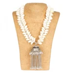 Shell Beads German Silver Pandeant Antique Necklace (Color: Silver)