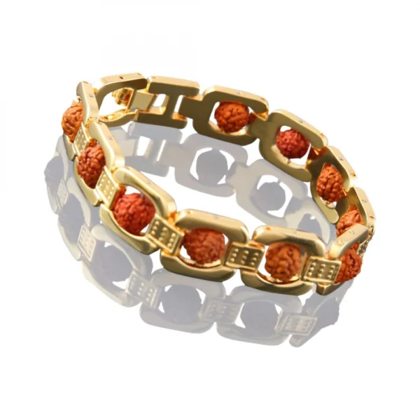 Rudraksha Gold Plated Bracelet (Color: Gold)