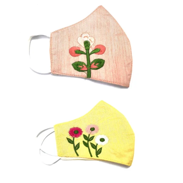 Pack of 2_ Embroidery Cotton Mask (Color: Assorted)
