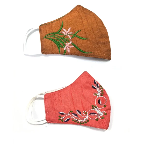 Pack of 2_ Embroidery Cotton Mask (Color: Assorted)