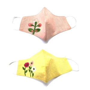 Pack of 2_ Embroidery Cotton Mask (Color: Assorted)