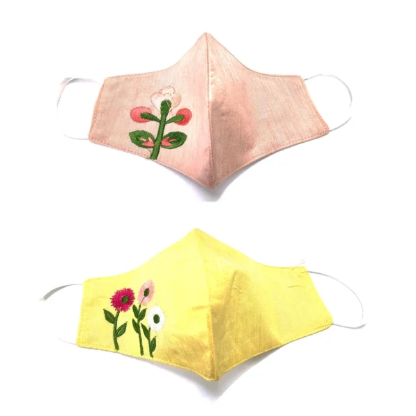 Pack of 2_ Embroidery Cotton Mask (Color: Assorted)