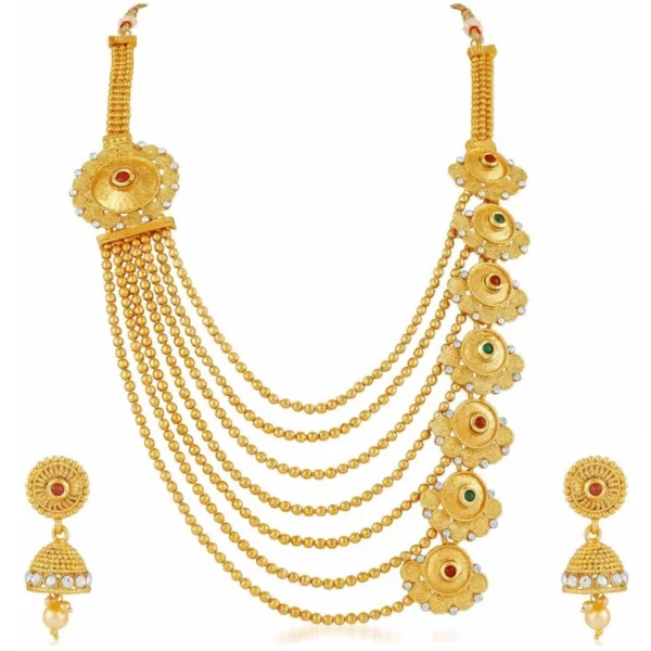 Women's Multi Layer Long Chain And Earing Set
