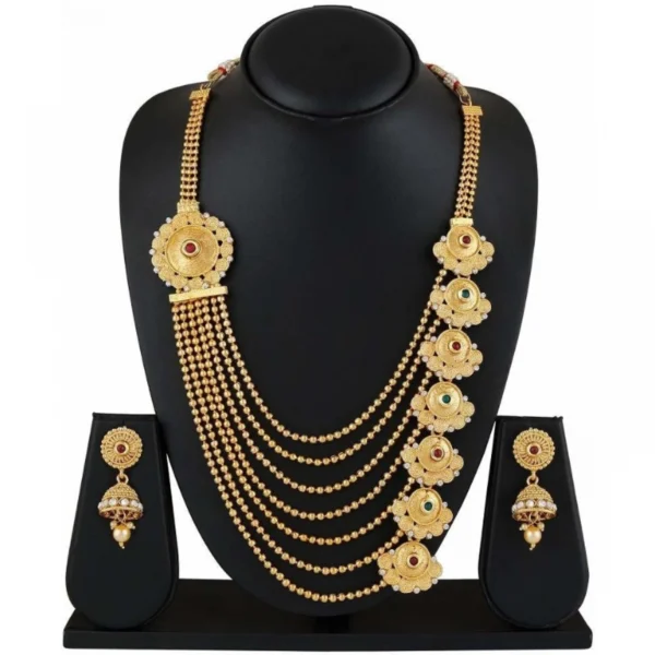 Women's Multi Layer Long Chain And Earing Set