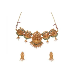 Women's Elegent Temple Jewellery Set (Green, Free Size)
