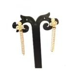Women's Alloy Gold Plated With Stone Work Gold Plated Drop Earrings (White)