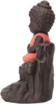 Handcrafted Meditating Little Baby Monk Buddha Smoke Backflow Cone Incense Holder with 10 Incense Cones