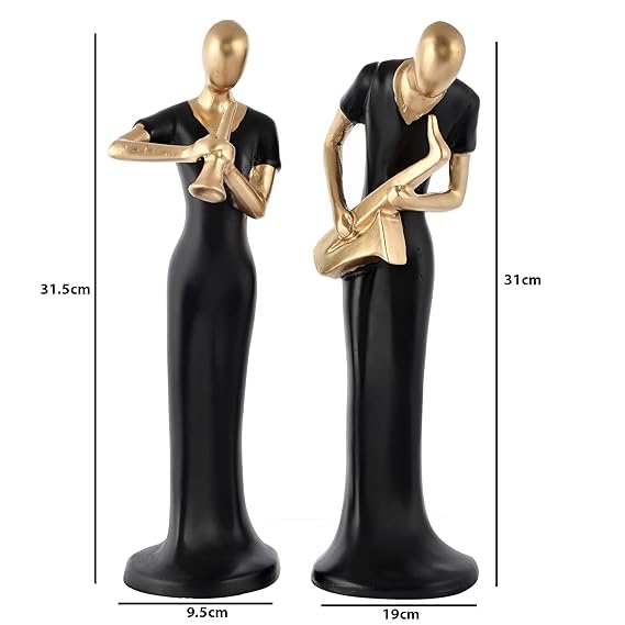 Musical Lady Playing Saxophone and Clarinet Showpiece for Home Décor Living Room