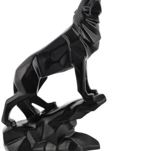 Handcrafted Decorative Diamond Cut Black Wolf Sculpture for Home Décor Showpiece Figurine