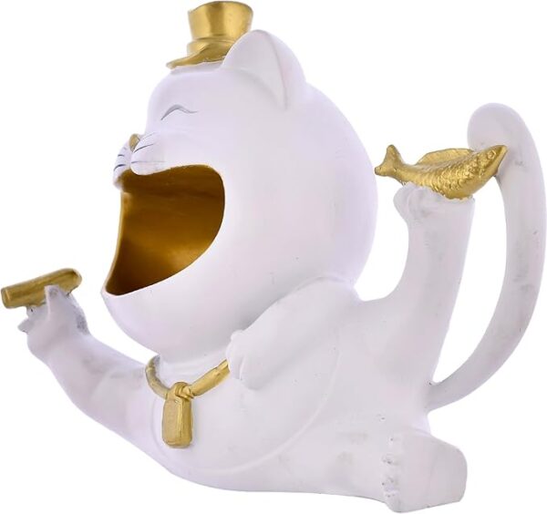 Cat with Hat Statue for Storage Purpose for Home Décor Showpiece Figurine