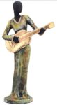 Handpainted Human Playing Musical Statue for Home Decor Decorative Showpiece - 34 cm (Polyresin, Green,Golden)