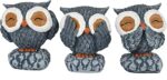 Antique Finish Set of 3 Owl Showpiece for Home Decor,Gifting,Living Room Decorative Showpiece - 9 cm (Poly resin, Multicolor)
