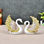 Swan Pair Feather Design Showpiece for Home Décor Living Room