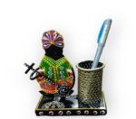 Handpainted Rajasthani Musician Pen Stand Showpiece for Home Decor & Gift | Table Decor | Metal Art | Rajasthani Art | Desk Organiser | Office